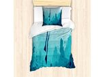 Abakuhaus Set Copripiumino Per Letti Singoli, Freitaucher Und Korallenriff, Antiacaro, Adatto A Chi Soffre Di Allergie, Con Federa, 135 Cm X 200 Cm - 80 X 80 Cm, Verde Acqua Scuro, Verde Acqua Scuro