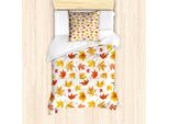 Set Copripiumino Abakuhaus Autunno, Motivo Con Foglie D'acero Cadenti Su Sfondo Semplice Autunno, 135 X 200 Cm + 80 X 80 Cm, Bianco E Multicolore
