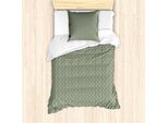 Abakuhaus Set Copripiumino Dai Colori Tenui Per Letti Singoli, Rami Con Foglie Naturali, Antiacaro, Adatto A Chi Soffre Di Allergie, Con Federa, 135 Cm X 200 Cm - 80 X 80 Cm, Verde Chiaro E Bianco