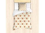 Abakuhaus Set Copripiumino Per Letti Singoli, Tribal Bear Heads, Antiacaro, Adatto A Chi Soffre Di Allergie, Con Federa, 135 Cm X 200 Cm - 80 X 80 Cm, Crema Multicolore