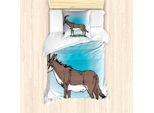 Abakuhaus Set Copripiumino Per Letto Singolo Antilope, Wild Animal Grass, Antiacaro, Adatto A Chi Soffre Di Allergie, Con Federa, 135 Cm X 200 Cm - 80 X 80 Cm, Multicolore