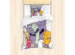 Abakuhaus Set Copripiumino Extraterrestre Per Letti Singoli, Mostri O Bestie Spaventosi E Divertenti, Antiacaro, Adatto A Chi Soffre Di Allergie, Con Federa, 135 Cm X 200 Cm - 80 X 80 Cm, Malva E Multicolore