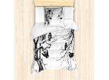 Abakuhaus Set Copripiumino Per Letto Singolo, Nest Of Sparrows, Antiacaro, Adatto A Chi Soffre Di Allergie, Con Federa, 135 Cm X 200 Cm - 80 X 80 Cm, Bianco E Grigio Scuro