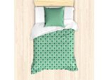Abakuhaus Set Copripiumino Tropicale Per Letti Singoli, Palme Estive Su Strisce, Antiacaro, Adatto A Chi Soffre Di Allergie, Con Federa, 135 Cm X 200 Cm - 80 X 80 Cm, Seafoam Forest Green