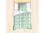 Abakuhaus Set Copripiumino Moderno Per Letti Singoli, Cerchi Geometrici E Triangoli, Antiacaro E Anallergico, Con Federa, 135 Cm X 200 Cm - 80 X 80 Cm, Verde Avocado E Blu Mare