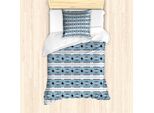 Abakuhaus Set Copripiumino Tribale Per Letti Singoli, Motivo Geometrico, Antiacaro, Adatto A Chi Soffre Di Allergie, Con Federa, 135 Cm X 200 Cm - 80 X 80 Cm, Blu Mare Grigio Carbone