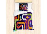 Abakuhaus Set Copripiumino Extraterrestre Per Letti Singoli, Stile Cartone Animato Bambini Volano, Antiacaro Adatto A Chi Soffre Di Allergie Con Federa, 135 Cm X 200 Cm - 80 X 80 Cm, Indaco E Multicolore