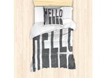 Abakuhaus Set Copripiumino Per Letti Singoli, Hello Dirt Typography Art, Antiacaro, Adatto A Chi Soffre Di Allergie, Con Federa, 135 Cm X 200 Cm - 80 X 80 Cm, Grigio E Bianco