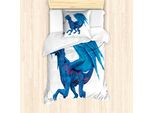 Abakuhaus Set Copripiumino Per Letto Singolo, Creature Selvagge Con Ali, Antiacaro, Adatto A Chi Soffre Di Allergie, Con Federa, 135 Cm X 200 Cm - 80 X 80 Cm, Blu Corallo Scuro