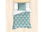 Abakuhaus Set Copripiumino Per Letto Singolo, Motivo Esotico BohéMien Con Uccelli, Antiacaro E Anallergico, Con Federa, 135 Cm X 200 Cm - 80 X 80 Cm, Blu Pallido, Avorio, Rosso-Marrone