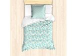 Abakuhaus Set Copripiumino Per Letti Singoli, Oriental Blooming, Antiacaro, Adatto A Chi Soffre Di Allergie, Con Federa, 135 Cm X 200 Cm - 80 X 80 Cm, Champagne Azzurro Pallido