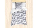 Abakuhaus Set Copripiumino Grigio Per Letti Singoli, Motivo Floreale Vintage Con Rose, Antiacaro E Anallergico, Con Federa, 135 Cm X 200 Cm - 80 X 80 Cm, Grigio Bianco