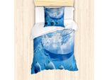 Abakuhaus Set Copripiumino Per Letti Singoli, Pesci, Nuvole E Sole, Antiacaro, Adatto A Chi Soffre Di Allergie, Con Federa, 135 Cm X 200 Cm - 80 X 80 Cm, Blu Azzurro