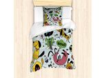 Set Copripiumino Abakuhaus Per Letti Singoli, Vivace Motivo Con Cani, Antiacaro, Adatto A Chi Soffre Di Allergie, Con Federa, 135 Cm X 200 Cm - 80 X 80 Cm, Multicolore