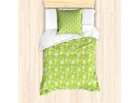 Abakuhaus Set Copripiumino Per Letti Singoli, Motivo Botanico A Pois, Antiacaro, Adatto A Chi Soffre Di Allergie, Con Federa, 135 Cm X 200 Cm - 80 X 80 Cm, Verde Mela E Bianco