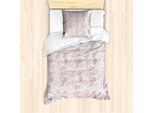 Abakuhaus Set Copripiumino Per Letto Singolo, Delicati Fiori Selvatici, Antiacaro, Adatto A Chi Soffre Di Allergie, Con Federa, 135 Cm X 200 Cm - 80 X 80 Cm, Grigio, Rosa E Avorio