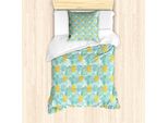 Set Copripiumino Abakuhaus Luau Per Letti Singoli, Foglie Estive E Ananas, Antiacaro, Adatto A Chi Soffre Di Allergie, Con Federa, 135 Cm X 200 Cm - 80 X 80 Cm, Terra Giallo Seafoam