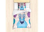 Abakuhaus Set Copripiumino Extraterrestre Per Letti Singoli, Buon Compleanno Fun Monster, Antiacaro, Adatto A Chi Soffre Di Allergie, Con Federa, 135 Cm X 200 Cm - 80 X 80 Cm, Multicolore