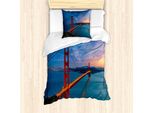 Set Copripiumino Da Viaggio Abakuhaus Per Letti Singoli, Scena Del Golden Gate Bridge, Antiacaro, Adatto A Chi Soffre Di Allergie, Con Federa, 135 Cm X 200 Cm - 80 X 80 Cm, Multicolore