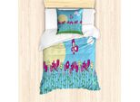 Abakuhaus Set Copripiumino Per Letti Singoli Con Motivo Floreale, Farfalle, Antiacaro, Adatto A Chi Soffre Di Allergie, Con Federa, 135 Cm X 200 Cm - 80 X 80 Cm, Blu Cielo Multicolore
