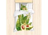 Abakuhaus Set Copripiumino Per Letto Singolo, Stile Acquerello E Foglie, Antiacaro, Adatto A Chi Soffre Di Allergie, Con Federa, 135 Cm X 200 Cm - 80 X 80 Cm, Bianco Verde Felce