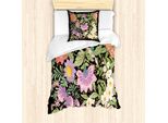 Abakuhaus Set Copripiumino Per Letto Singolo, Fiori Sbocciati, Antiacaro, Adatto A Chi Soffre Di Allergie, Con Federa, 135 Cm X 200 Cm - 80 X 80 Cm, Marrone Scuro Multicolore