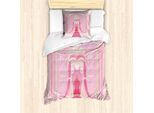 Abakuhaus Set Copripiumino Per Letto Singolo, Fantasia Cartoon, Antiacaro, Adatto A Chi Soffre Di Allergie, Con Federa, 135 Cm X 200 Cm - 80 X 80 Cm, Rosa Salmone Chiaro