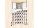 Abakuhaus Set Copripiumino Astratto Per Letti Singoli, Bicolore, Forme Rotonde Allungate, Antiacaro, Adatto A Chi Soffre Di Allergie, Con Federa, 135 Cm X 200 Cm - 80 X 80 Cm, Multicolore Viola Pastello