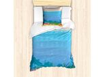Abakuhaus Set Copripiumino Per Letti Singoli, Scena Subacquea Verticale, Antiacaro, Adatto A Chi Soffre Di Allergie, Con Federa, 135 Cm X 200 Cm - 80 X 80 Cm, Blu Cielo Profondo Multicolore