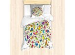 Set Copripiumino Abakuhaus Per Lettini Singoli, Vivid Little Birds, Antiacaro, Adatto A Chi Soffre Di Allergie, Con Federa, 135 Cm X 200 Cm - 80 X 80 Cm, Verde Pastello Multicolore