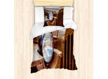 Abakuhaus Set Copripiumino Vintage Trucks Per Letti Singoli, Antique Automotive, Antiacaro, Adatto A Chi Soffre Di Allergie, Con Federa, 135 Cm X 200 Cm - 80 X 80 Cm, Cioccolato Marrone Scuro