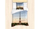 Abakuhaus Set Copripiumino Per Letto Singolo Torre Eiffel, La Gente In Città, Antiacaro, Adatto A Chi Soffre Di Allergie, Con Federa, 135 Cm X 200 Cm - 80 X 80 Cm, Multicolore