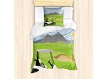 Abakuhaus Set Copripiumino Per Letto Singolo Con Motivo Golf, Bandiera Da Campo Auto, Antiacaro, Adatto A Chi Soffre Di Allergie, Con Federa, 135 Cm X 200 Cm - 80 X 80 Cm, Verde Lime Multicolore