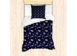 Abakuhaus Set Copripiumino Extraterrestre Per Letti Singoli, Stelle, Razzi E Pianeti, Antiacaro, Adatto A Chi Soffre Di Allergie, Con Federa, 135 Cm X 200 Cm - 80 X 80 Cm, Multicolore