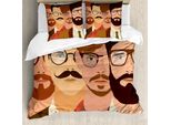 Abakuhaus Set Copripiumino Per Letto Singolo Da Uomo, Personaggi Hipster Maschili, Antiacaro, Adatto A Chi Soffre Di Allergie, Con Federa, 155 Cm X 220 Cm - 80 X 80 Cm, Multicolore
