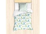 Abakuhaus Set Copripiumino Per Letti Singoli, Fiori E Foglie Di Rosa Artificiali, Antiacaro, Adatto A Chi Soffre Di Allergie, Con Federa, 135 Cm X 200 Cm - 80 X 80 Cm, Verde Ardesia-Blu