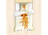 Abakuhaus Set Copripiumino Per Letto Singolo, Lettera J Learning Picture, Antiacaro, Adatto A Chi Soffre Di Allergie, Con Federa, 135 Cm X 200 Cm - 80 X 80 Cm, Arancione Pallido Giallo