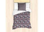 Abakuhaus Set Copripiumino Geometrico Per Letti Singoli, Motivi Floreali Artistici, Antiacaro, Adatto A Chi Soffre Di Allergie, Con Federa, 135 Cm X 200 Cm - 80 X 80 Cm, Grigio Corallo Lilla