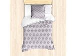 Abakuhaus Set Copripiumino Per Letti Singoli, Fiori E Pois Disegnati A Mano, Antiacaro, Adatto A Chi Soffre Di Allergie, Con Federa, 135 Cm X 200 Cm - 80 X 80 Cm, Pale Mauve Koksgraue