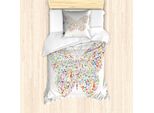 Set Copripiumino Abakuhaus Con Motivo Musicale, Creativo Motivo A Farfalla Composto Da Note Musicali Energiche, Design Raffinato, 135 X 200 Cm + 80 X 80 Cm, Multicolore