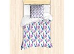 Set Copripiumino Abakuhaus Per Letti Singoli, Motivo Floreale Nei Toni Del Viola, Antiacaro E Anallergico, Con Federa, 135 Cm X 200 Cm - 80 X 80 Cm, Blu Scuro Fucsia