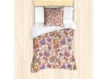 Abakuhaus Set Copripiumino Jacobean Per Letti Singoli, Delicata Fantasia Floreale Primaverile, Antiacaro E Anallergico, Con Federa, 135 Cm X 200 Cm - 80 X 80 Cm, Color Guscio D'uovo E Multicolore