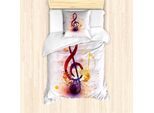 Abakuhaus Set Copripiumino Per Letto Singolo Con Motivo Musicale, Opera D'arte Con Schizzi, Antiacaro, Adatto A Chi Soffre Di Allergie, Con Federa, 135 Cm X 200 Cm - 80 X 80 Cm, Multicolore