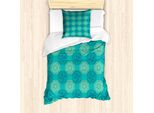 Abakuhaus Set Copripiumino Nautico Per Letti Singoli, Sea Elements Compass, Antiacaro, Adatto A Chi Soffre Di Allergie, Con Federa, 135 Cm X 200 Cm - 80 X 80 Cm, Beige Scuro Seafoam