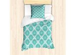 Abakuhaus Set Copripiumino Astratto Per Letti Singoli, Foglie Monocromatiche, Antiacaro, Adatto A Chi Soffre Di Allergie, Con Federa, 135 Cm X 200 Cm - 80 X 80 Cm, Blu Cadetto Seafoam