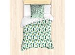 Abakuhaus Set Copripiumino Per Letti Singoli, Entomologia, Dettagli Accurati, Antiacaro, Adatto A Chi Soffre Di Allergie, Con Federa, 135 Cm X 200 Cm - 80 X 80 Cm, Verde Militare Menta