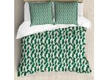 Abakuhaus Set Copripiumino Esotico, Motivo Foglie Della Foresta Tropicale Rigogliosa Vegetazione Nella Foresta Pluviale Fogliame Selvaggio, 155 X 220 Cm + 80 X 80 Cm, Polvere E Verde Cacciatore