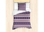 Abakuhaus Set Copripiumino Azteco Per Letti Singoli, Motivo Geometrico Aborigeno, Antiacaro, Adatto A Chi Soffre Di Allergie, Con Federa, 135 Cm X 200 Cm - 80 X 80 Cm, Champagne Dark Purple