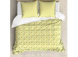 Abakuhaus Set Copripiumino Per Letti Singoli, Buttercup Narciso, Antiacaro, Adatto A Chi Soffre Di Allergie, Con Federa, 155 Cm X 220 Cm - 80 X 80 Cm, Verde Cacciatore Giallo Pallido
