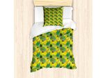 Abakuhaus Set Copripiumino Geometrico Per Letti Singoli, Cerchio Naturale Moderno, Antiacaro, Adatto A Chi Soffre Di Allergie, Con Federa, 135 Cm X 200 Cm - 80 X 80 Cm, Verde Senape
